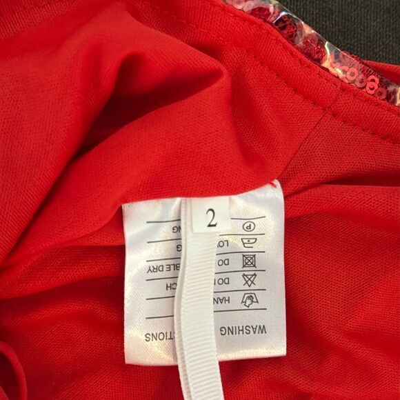 Women’s Red Sequined Short Homecoming Party Dress Ruffle Hem Corset Back Size 2 - Picture 12 of 12